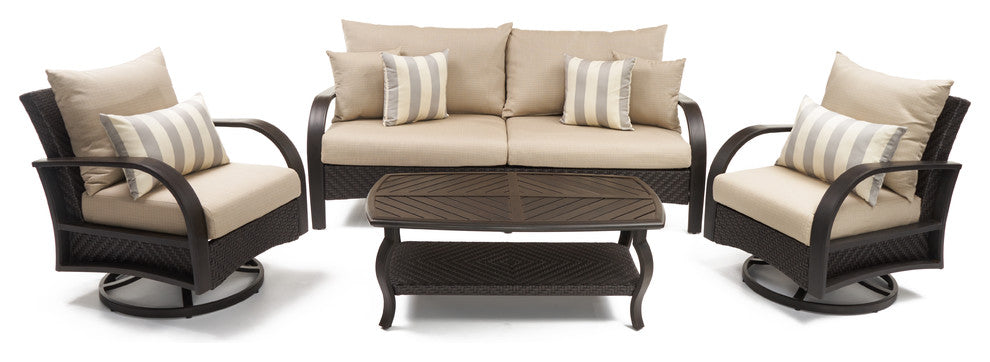 Barcelo 4 Piece Aluminum Outdoor Patio Motion Club and Sofa Set, Slate Gray
