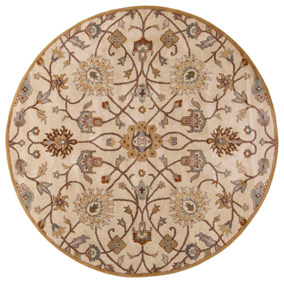 Surya Caesar CAE-1081 Traditional Area Rug, Khaki, 8' Round