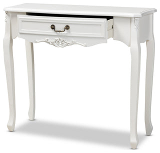 Gabrielle Traditional Provincial White-Finished 1-Drawer Wood Console Table