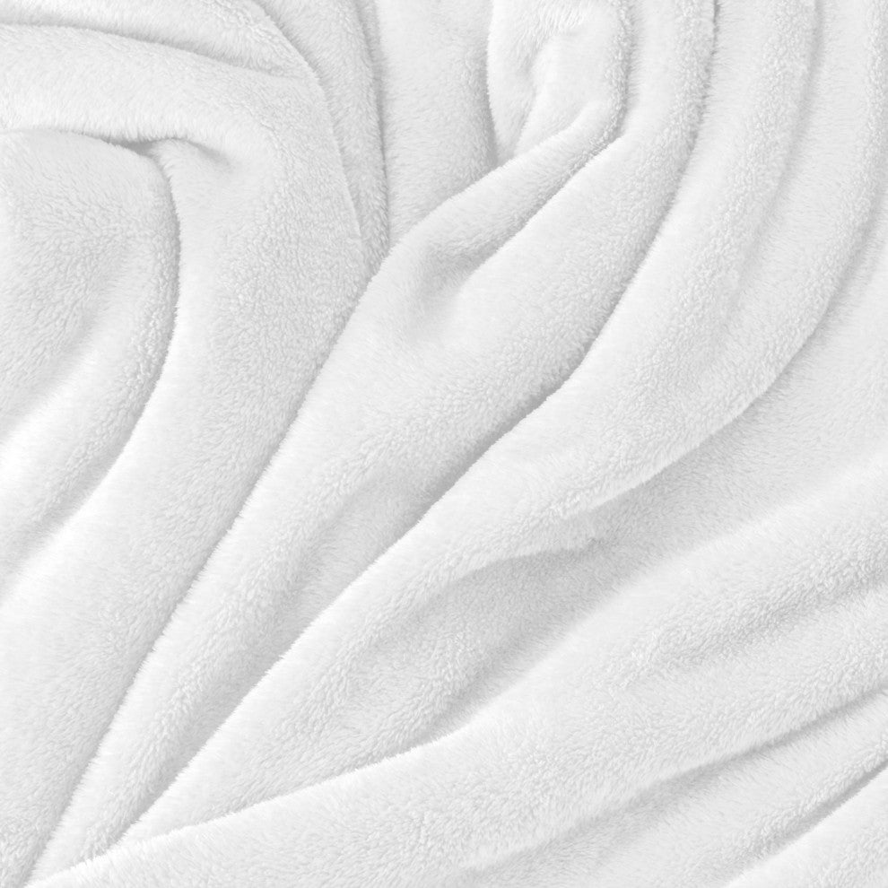 Bare Home Microplush Fleece Blanket, White, Twin/Twin Xl