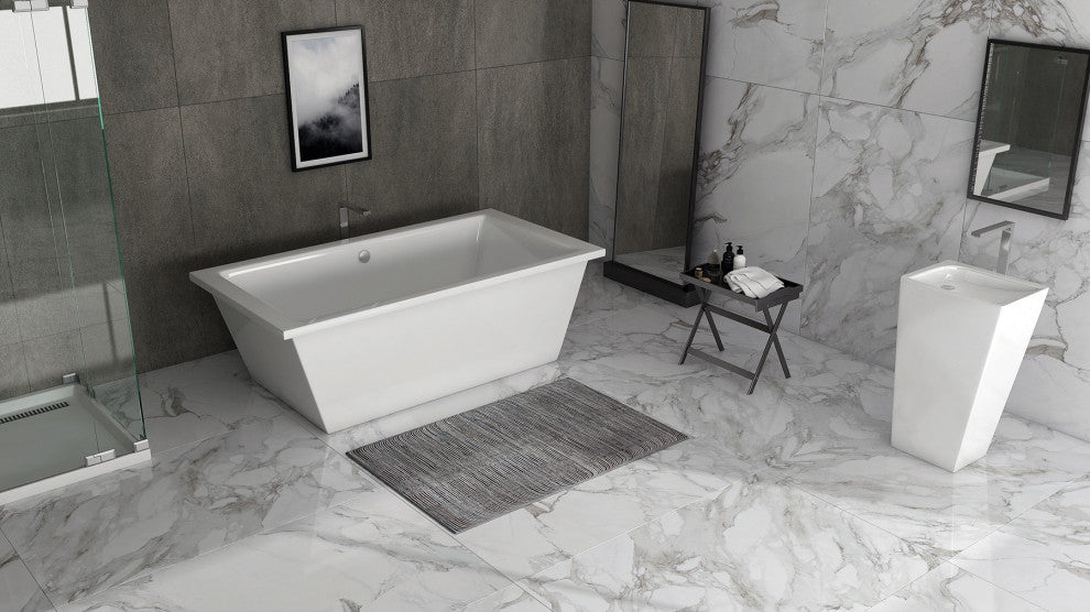 Malibu Rincon Rectangle Soaking Bathtub 66x36x22 Biscuit