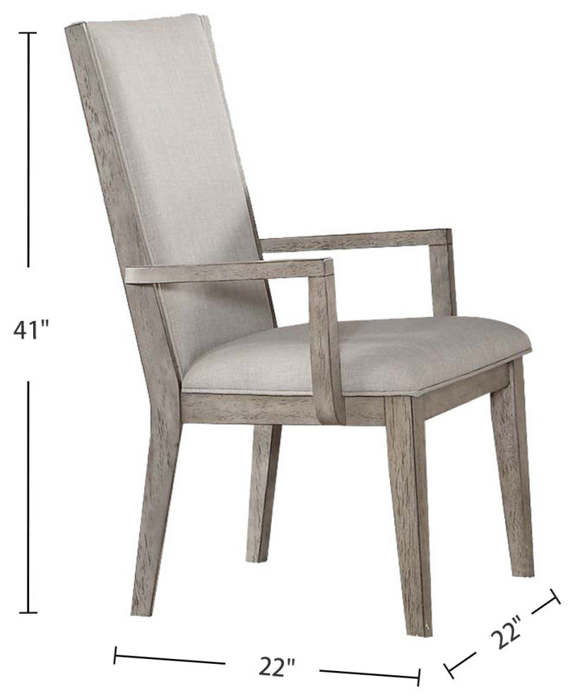 Set of 2 Fabric Arm Chair, Gray Oak Finish