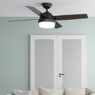Hunter 52" Dempsey Matte Black Ceiling Fan, LED Kit, Remote