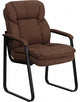 Brown Microfiber Executive Side Reception Chair With Sled Base