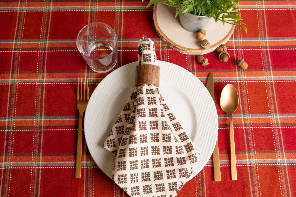 Autumn Spice Plaid Tablecloth 52"x52"