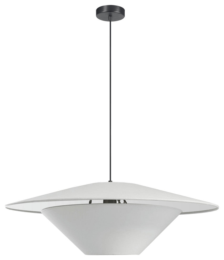 Poseidon Incandescent Pendant, Matte Black with White Shade