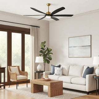 64" Reversible DC Motor Dimmable Ceiling Fan with Remote Control and Light Kit, Black/Gold