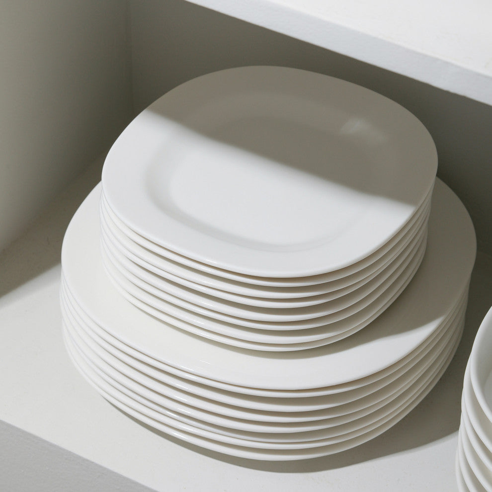 Stone Lain Quadro Porcelain Dinner Plate Set of 4, White