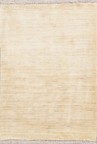 Gabbeh Solid Distressed Modern Hand-Knotted Persian Area Rug, Beige, 4'11"x3'6