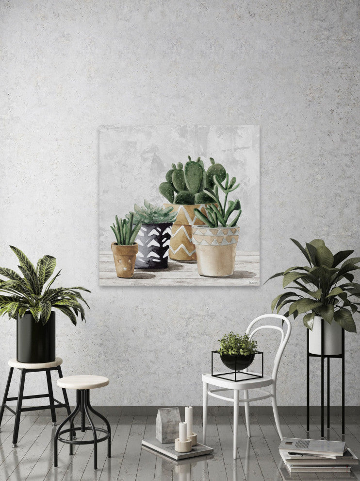 "Triangle Pots" Painting Print on Wrapped Canvas