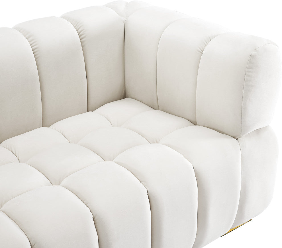 Gwen Velvet Upholstered Chair, Cream, Loveseat