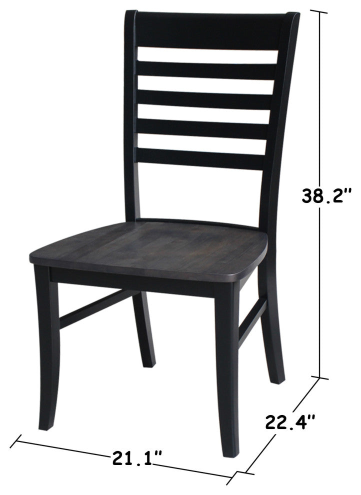 Set of Two Roma Ladderback Chairs, Coal-Black/Washed Black