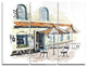"Street Caf?" Watercolor Metal Wall Art, 3 Panels, 36"x28"