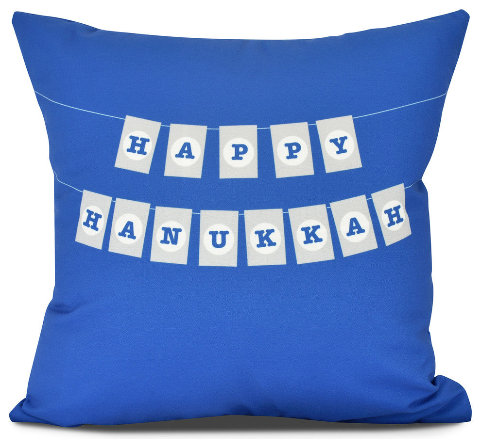 Banner Day,Word Print Pillow,Royal Blue, 20" x 20"