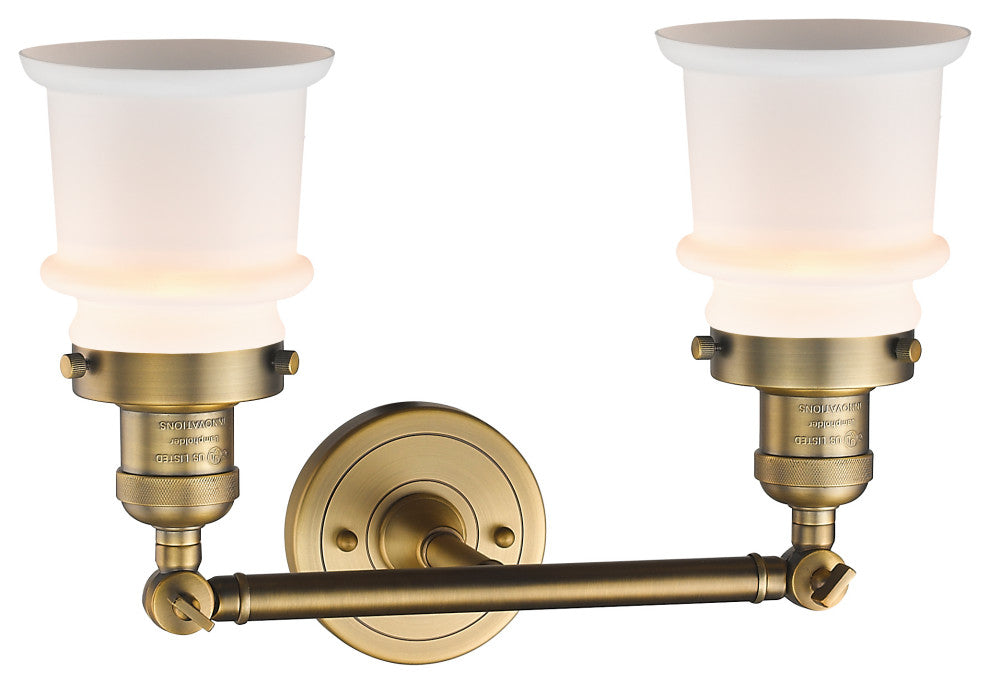 Small Canton 2-Light Bath Vanity-Light, Brushed Brass, Matte White
