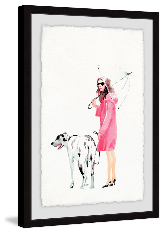 "Dog Walking" Framed Painting Print, 12"x18"