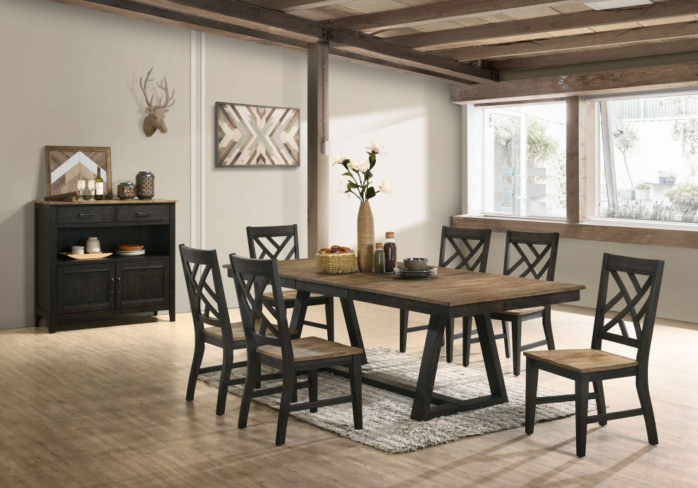 Harper Trestle Table, Brushed Brown and Pecan