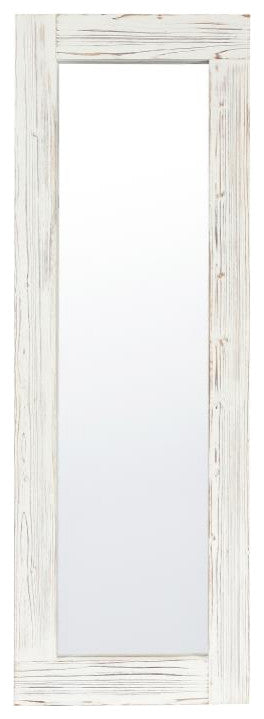 Graham 22x65 Full Length Mirror, Wall Mounted or Wall Leaning, Solid Wood Frame, White Wash