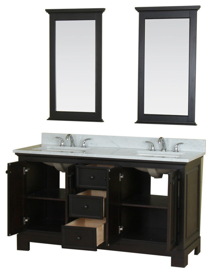 Richmond 60" Bathroom Vanity With Carrera Marble Top and Mirror
