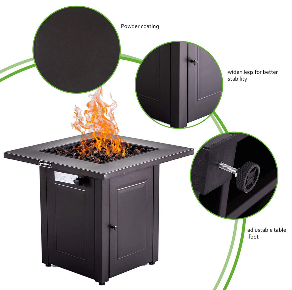 Square Stainless Steel Outdoor Fire Pit Table with Lid