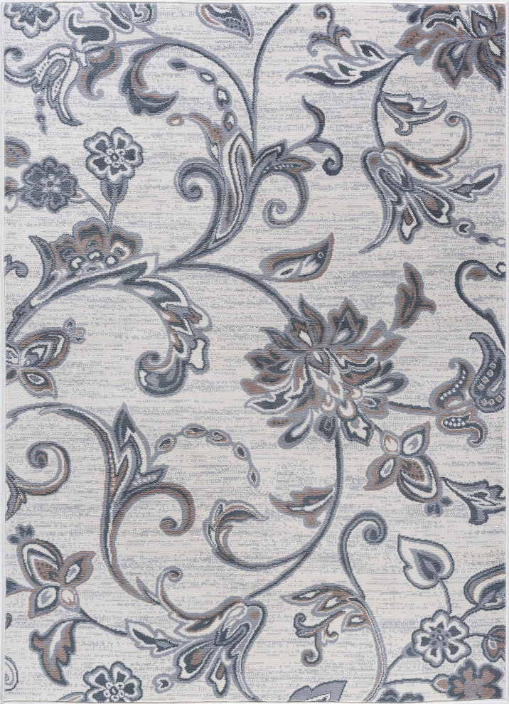 Garland Transitional Floral Cream Rectangle Area Rug, 7.6'x10'