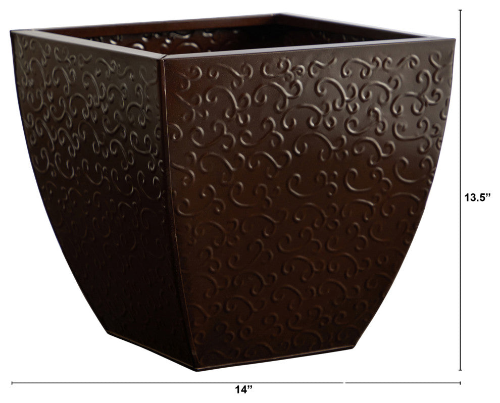 Nearly Natural 14" Embossed Metal Scroll Planter