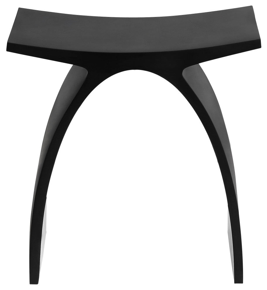 ABST77BM Black Matte Arched Solid Surface Resin Bathroom / Shower Stool