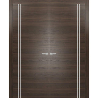 Solid French Double Doors 84 x 96 | Planum 0310 Chocolate Ash with