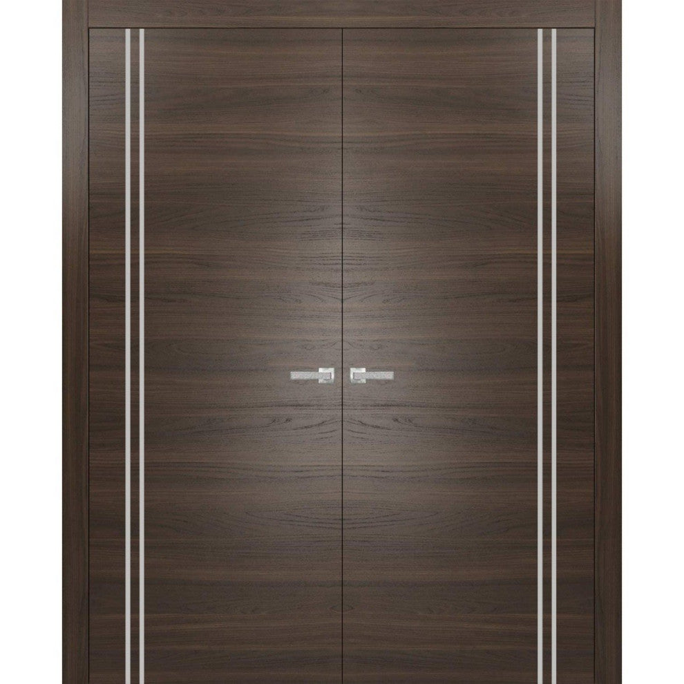 Solid French Double Doors 84 x 96 | Planum 0310 Chocolate Ash with