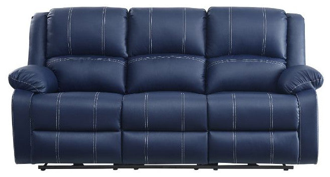 Zuriel Power Motion Sofa With USB, Blue Synthetic Leather