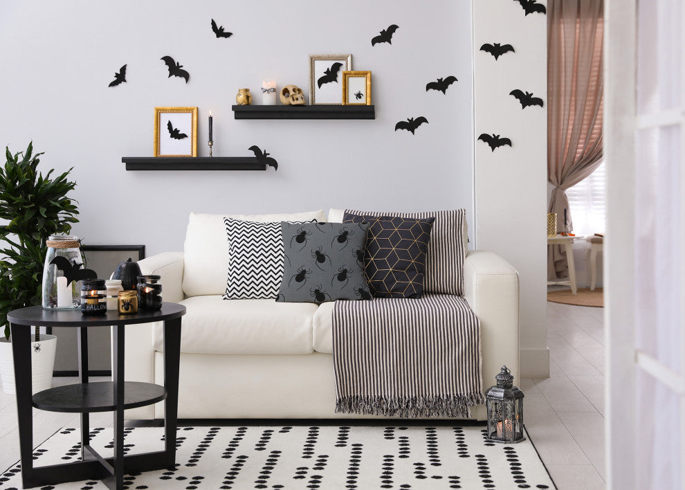 20"x20" Crawling Spiders Decorative Throw Pillow, Steel Gray