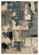 8" x 10" Beige and Blue Block Indoor Area Rug
