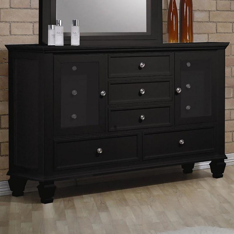 Wood Dresser with 11 Drawers, Black