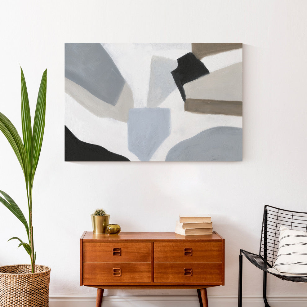 Neutral Abstract With Soft Shapes 36 x 24 Canvas Wall Art
