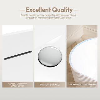 Linyi Freestanding Acrylic Soaking Bathtub, White, 66.9"l X 31.5"w