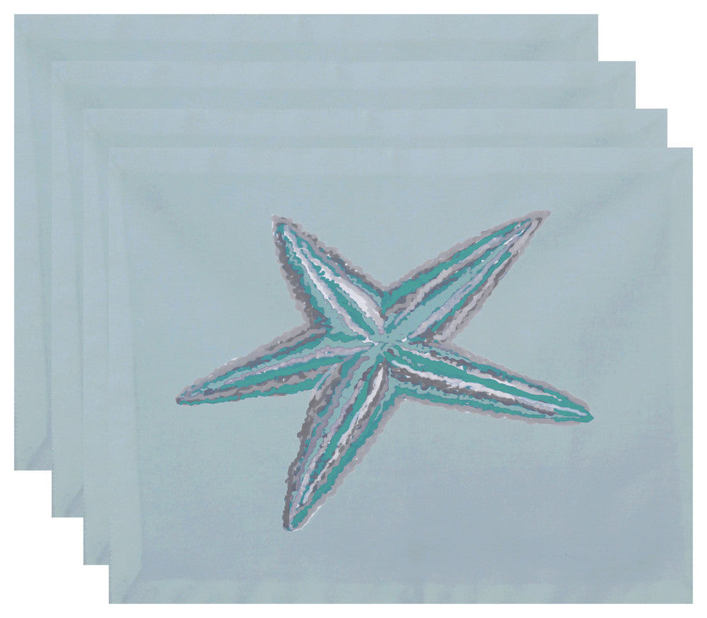 Sea Star Coastal Print Placement, Jade, Set of 4