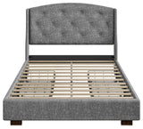 Queen Bed Frame with Headboard 4 Storage Drawers - Gray