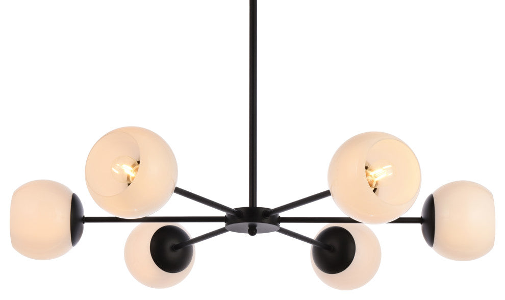 Brooke 36" Pendant, Black With White Shade