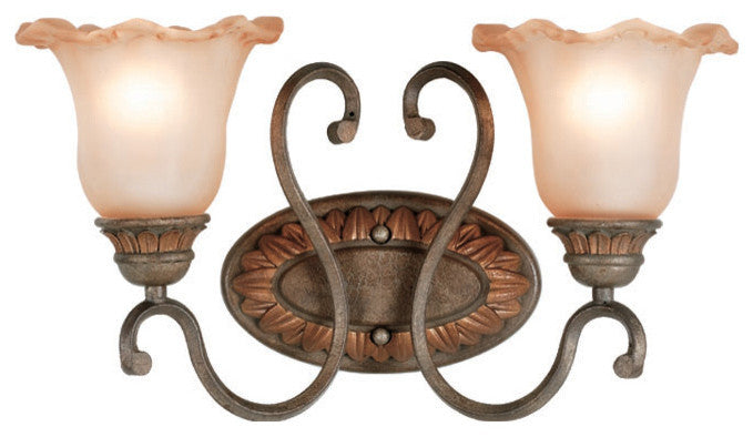 Woodbridge Lighting Elegante 2-light Glass Bathroom Light in Gothic Bronze