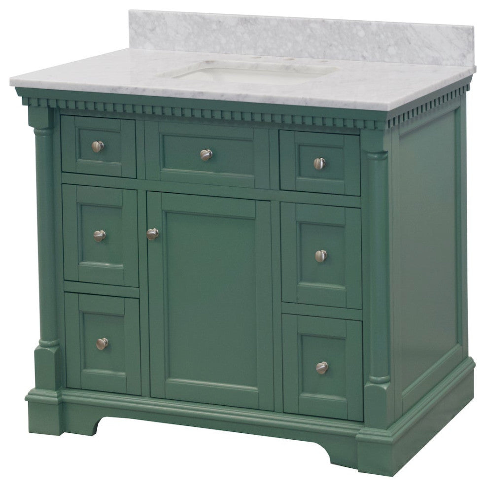 Sydney 42" Bathroom Vanity, Sage Green, Carrara Marble