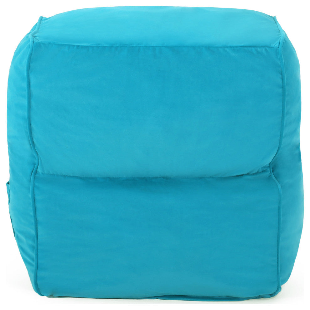 Caraway Modern Velvet Bean Bag Chair, Teal