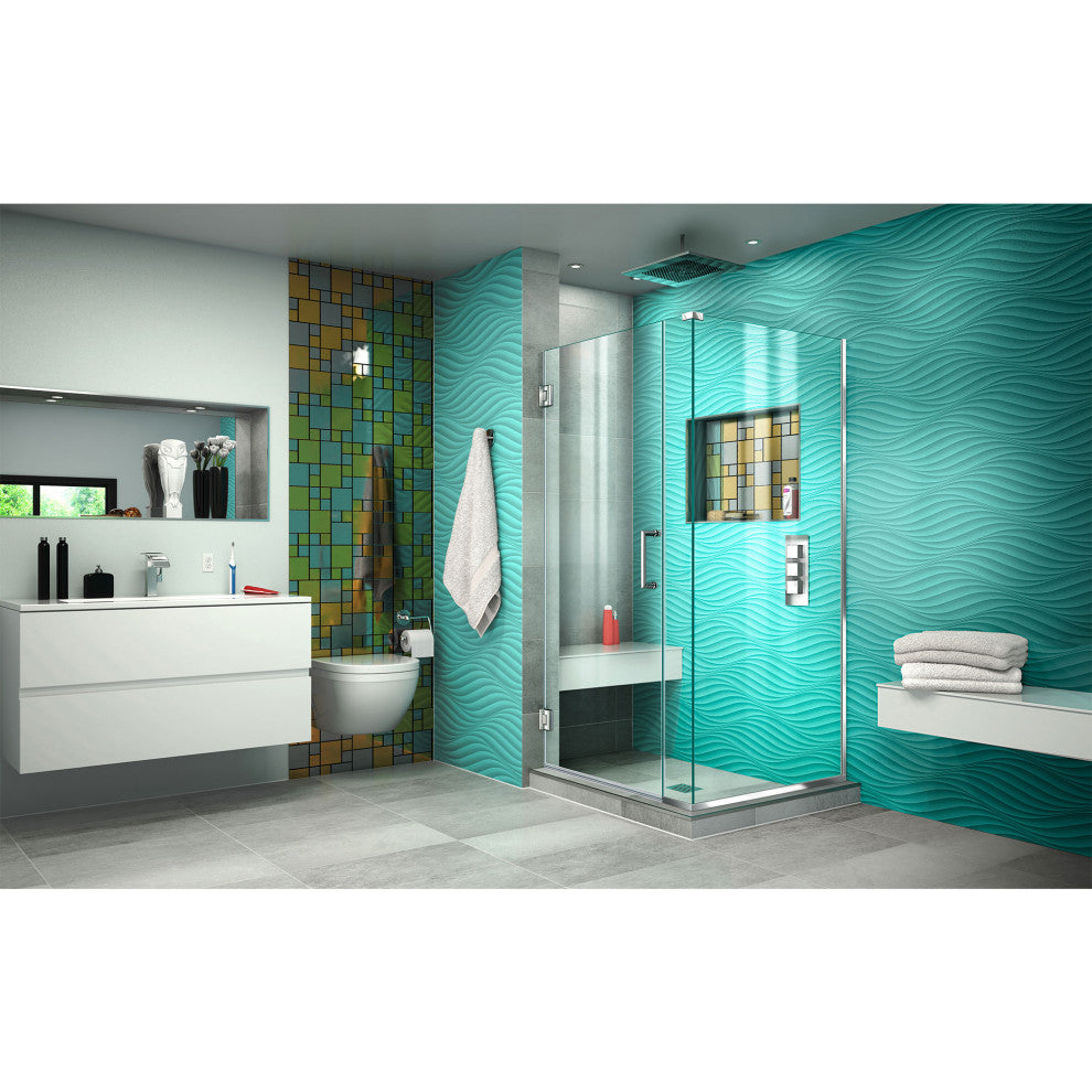 DreamLine Unidoor Plus 34"x30.38"x72" Hinged Shower Enclosure, Chrome