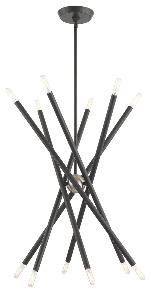 Livex Lighting Soho 12 Light Scandinavian Gray, Brushed Nickel Chandelier