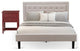 2Pc Fannin Queen Bed Set, 1 Queen Wood Bed Frame, Night Stand, Mist Beige