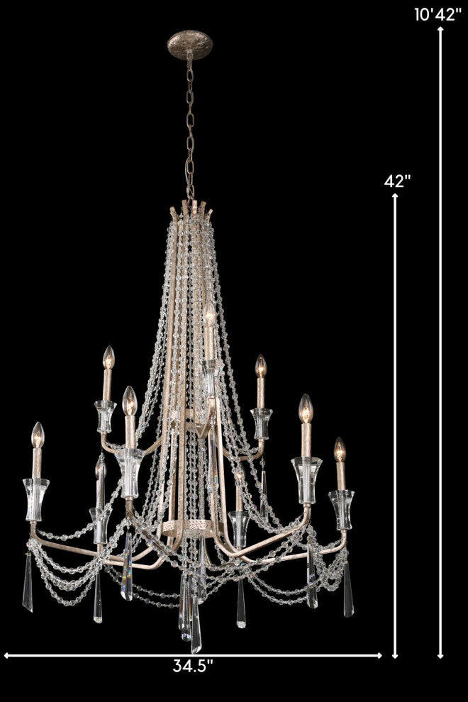 Varaluz 270C09 Barcelona 9 Light 35"W Crystal Chandelier - Transcend Silver