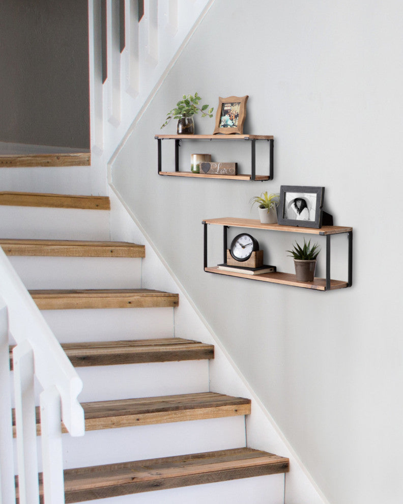 Rustic Dowler Nesting Shelf Set, Rustic Brown/Black 2 Piece