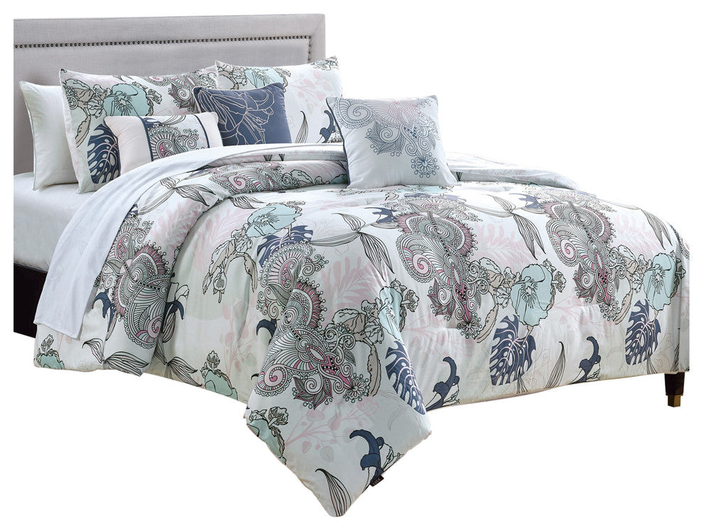 Jonah 6 piece comforter set, Multiple Color, King