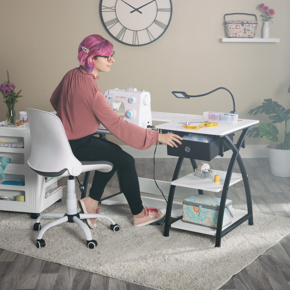 Comet Hobby Desk With Grids, Fold-Down Top, With Height Adjustable Platform