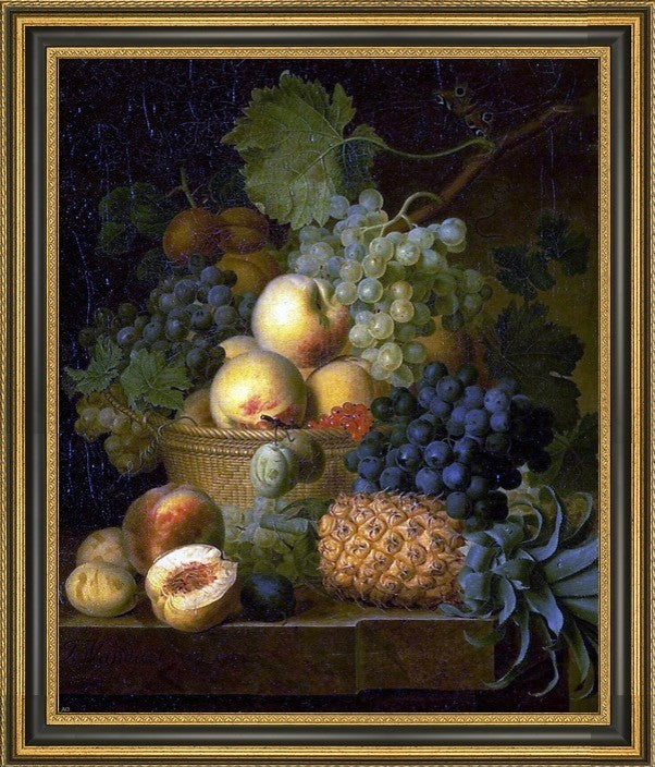 Jan Frans Van Dael Basket of Fruit Framed Premium Canvas Print, 20"x25"