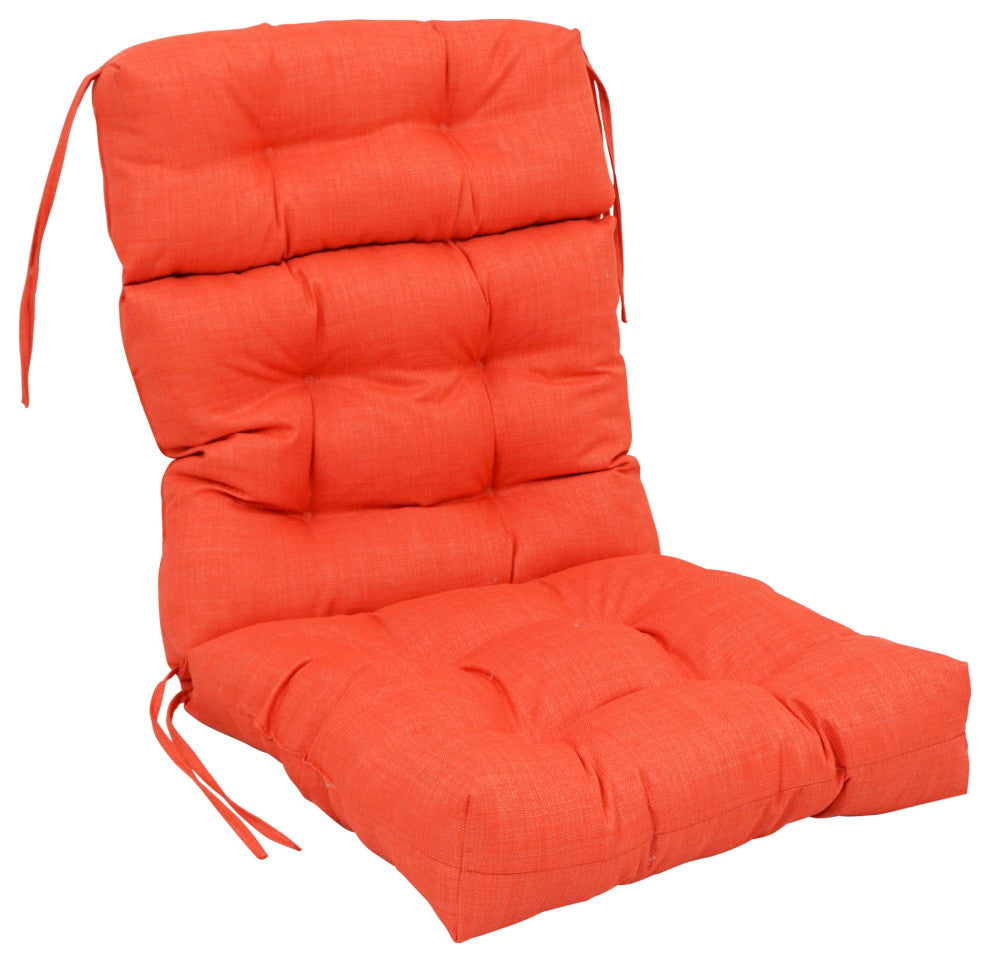 20"X42" Spun Polyester Solid Outdoor Tufted Chair Cushion, Tangerine Dream